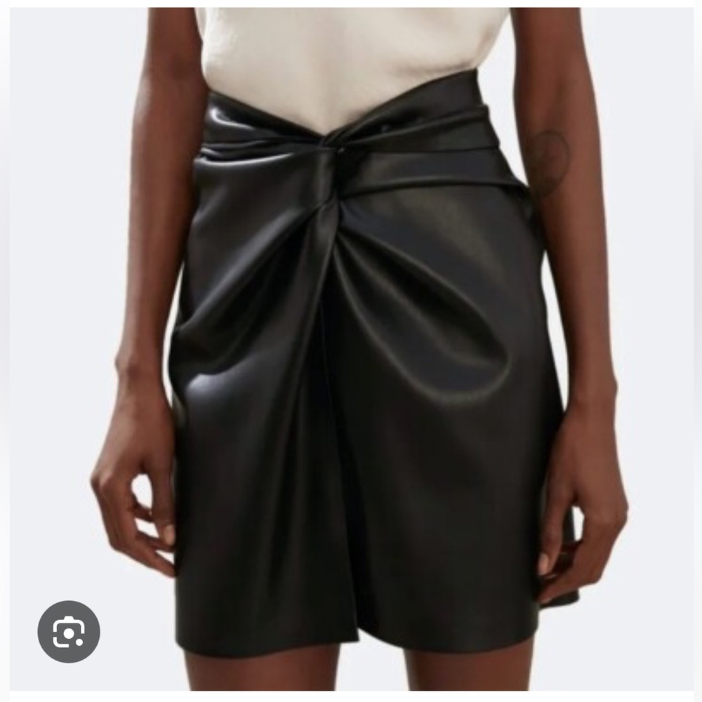 Nanushka Black Leather-Effect Skirt
